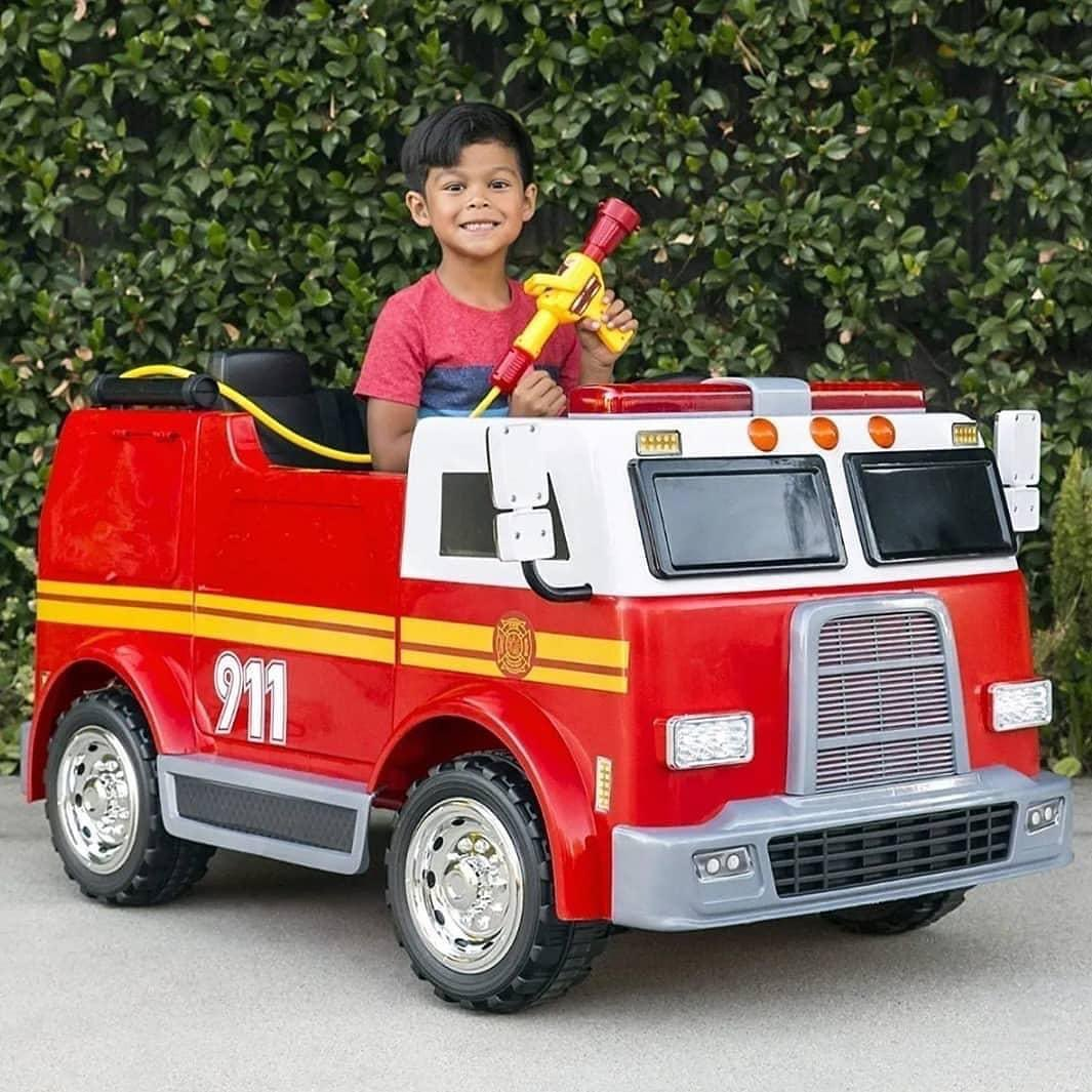 Coche de bomberos electrico para 2 ninos 24v Este coche de bomberos