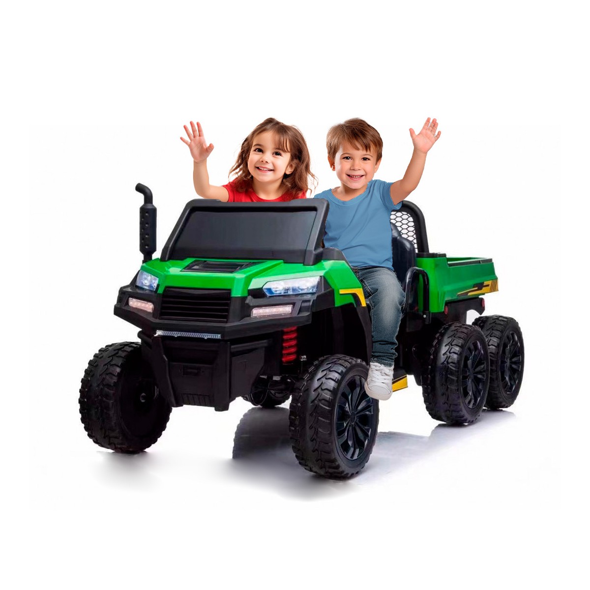 Camión eléctrico de 24 V y 4WD, auto eléctrico de 2 plazas para niños con  control remoto, 4 motores potentes de 200 W y batería de 9 Ah, luz LED