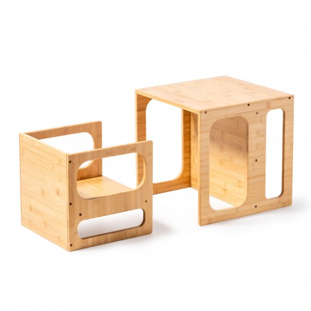 Mesa y silla Montessori de bambu Klea
