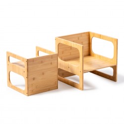 Mesa y silla Montessori de bambu Klea