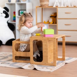 Mesa y silla Montessori de bambu Klea