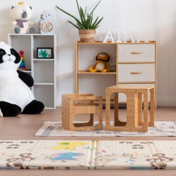 Mesa y silla Montessori de bambu Klea