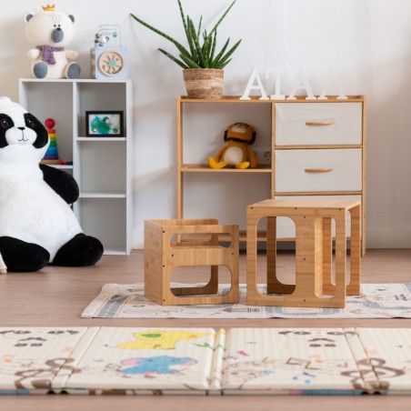 Mesa y silla Montessori de bambu Klea