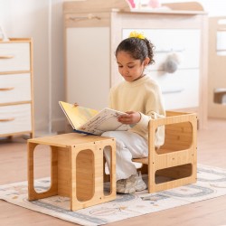 Mesa y silla Montessori de bambu Klea